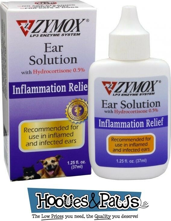 Zymox Otic Ear Treatment Dog Cat Pet Solution with Hydrocortisone 1.25