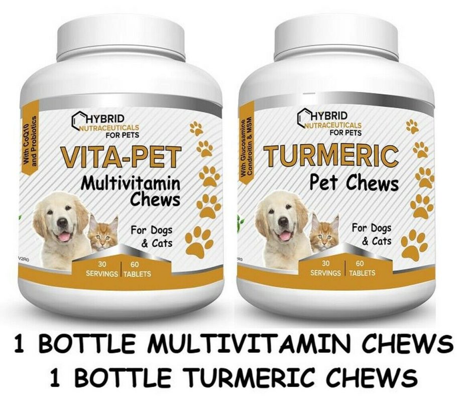 Total Pet Health Dog Vitamins + Turmeric for Dogs (2 bottles) NonGMO