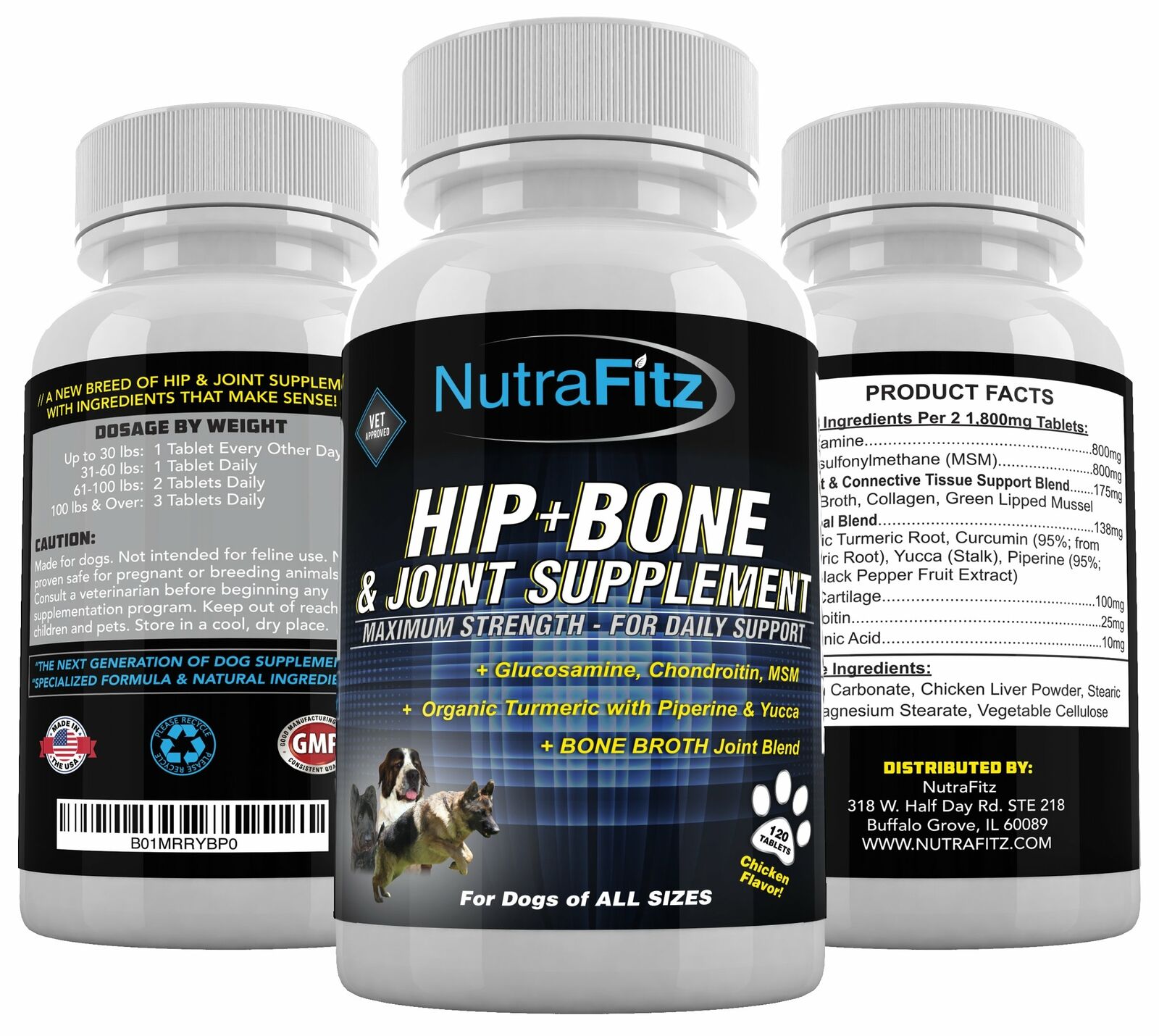 Hip Bone and Joint Supplement for Dogs Glucosamine Chondroitin for Dogs MSM buypetcentral
