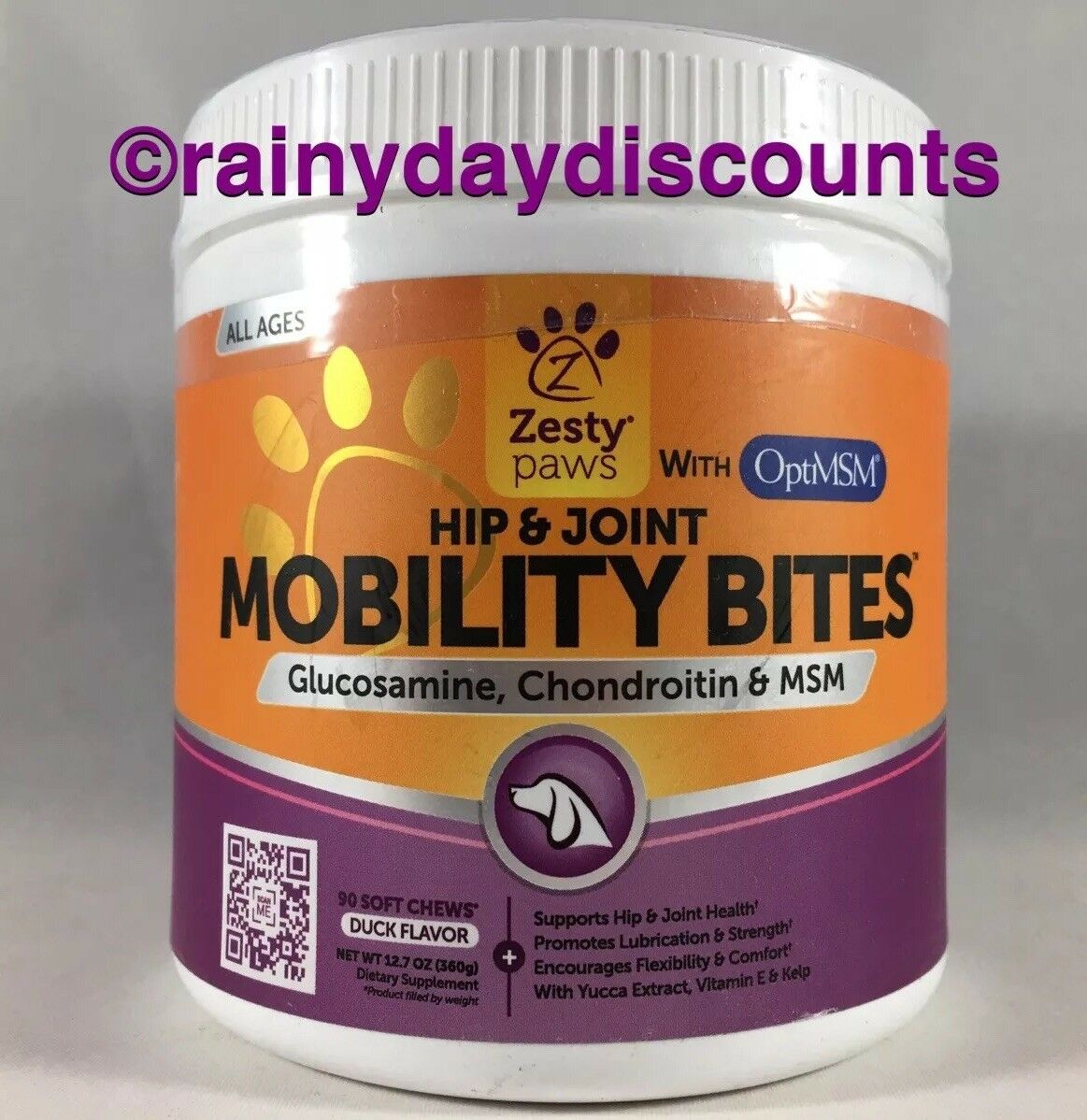 ZESTY PAWS GLUCOSAMINE FOR DOGS Hip & Joint Pain Arthritis 90 Soft