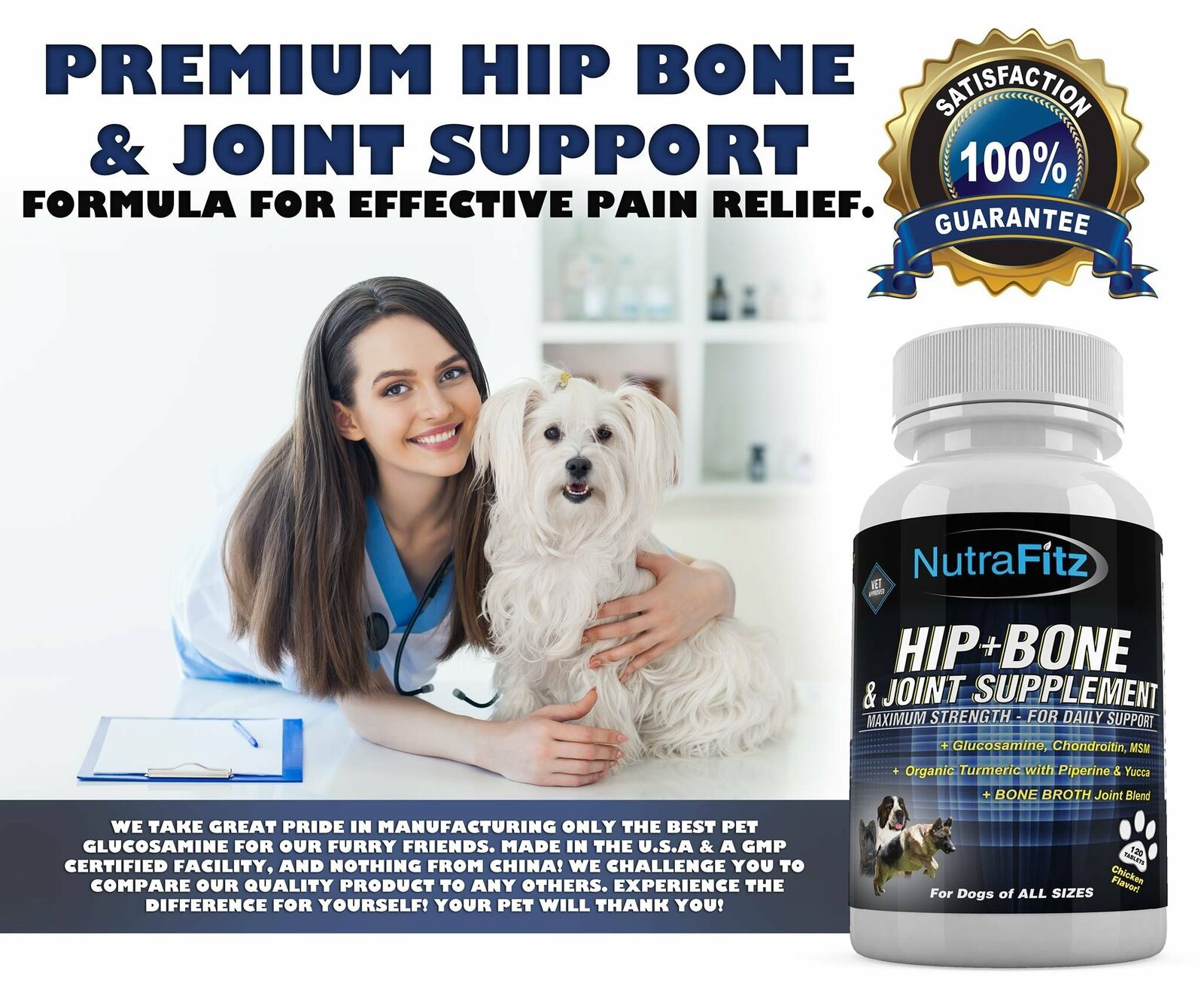 Hip Bone and Joint Supplement for Dogs Glucosamine Chondroitin for Dogs MSM buypetcentral