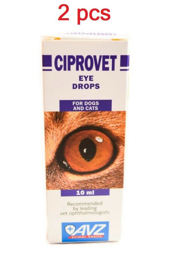 2 Ciprovet Eye drops for cats/dogs pet bactericidal and anti