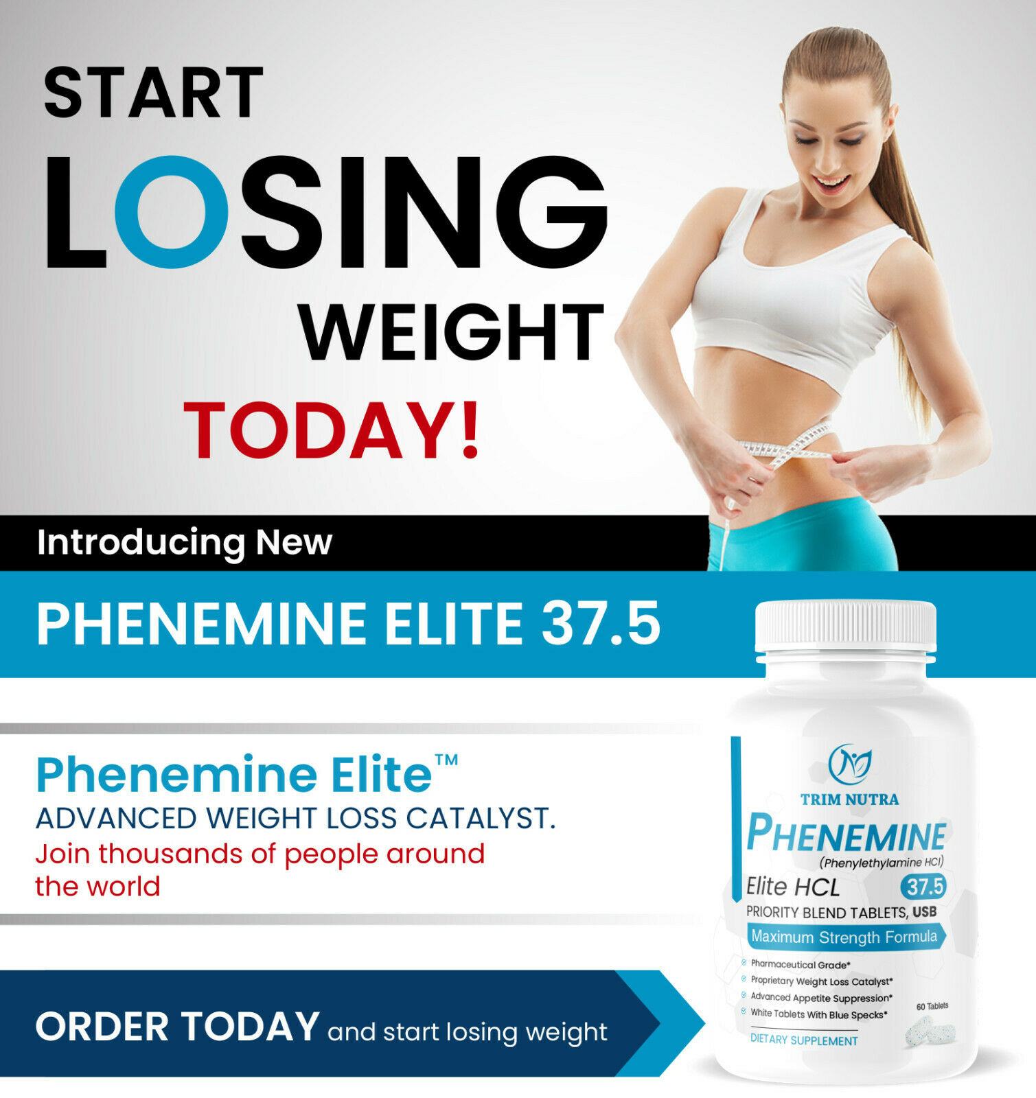 2 Phenemine Elite 37.5 White/Blue Burn Fat Burners Adipex P Slimming